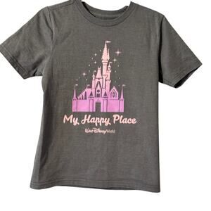 Disney World Magic Kingdom Castle Gray Pink Tshirt Girls size Small